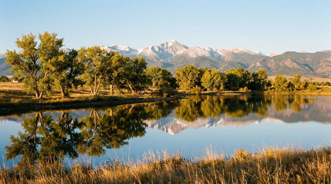 Illustration of Highland Lake with the Front Range behind it